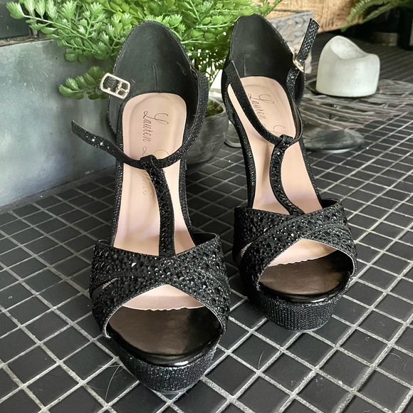 Lauren Lorraine Ness Rhinestone Black Wedge - Picture 3 of 9